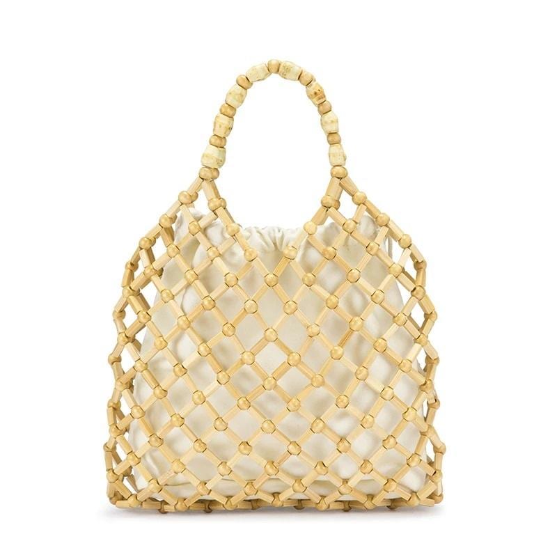 Luxury Designer Bamboo Tote Bag - Bohemian Bamboo Handbag - Hollow Out Pocket Bag