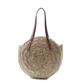 Rattan Straw Beach Tote Bag - Summer Round Totes - Shoulder Tote Bag